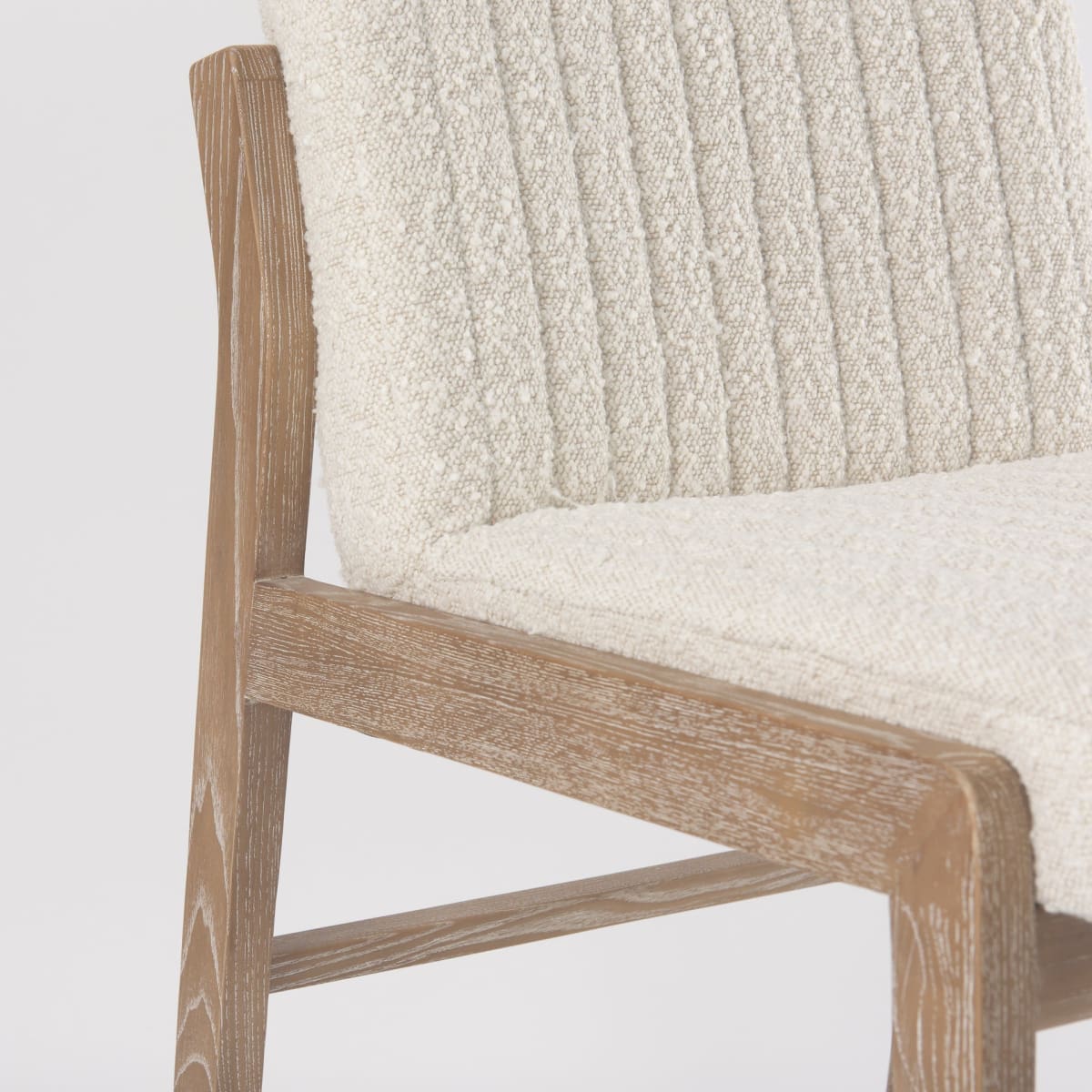 Tahoe Dining Chair Cream Bouclé Fabric | Light Brown Wood | Armless - dining-chairs