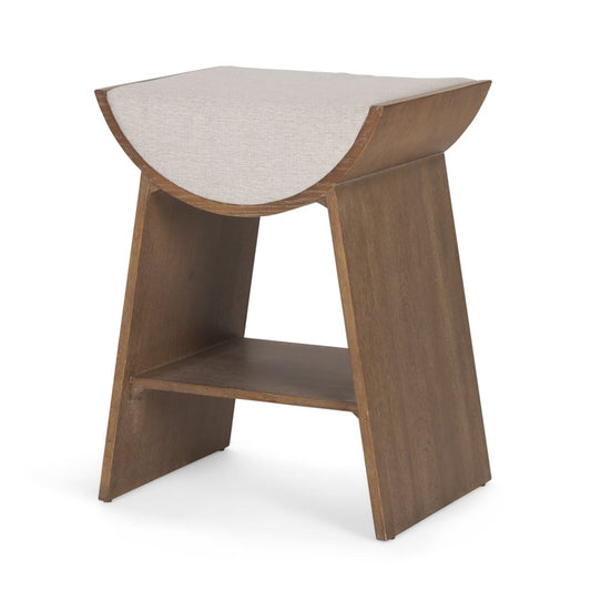 Takuma Counter Stool Medium Brown Wood | Oatmeal Fabric - bar-stools