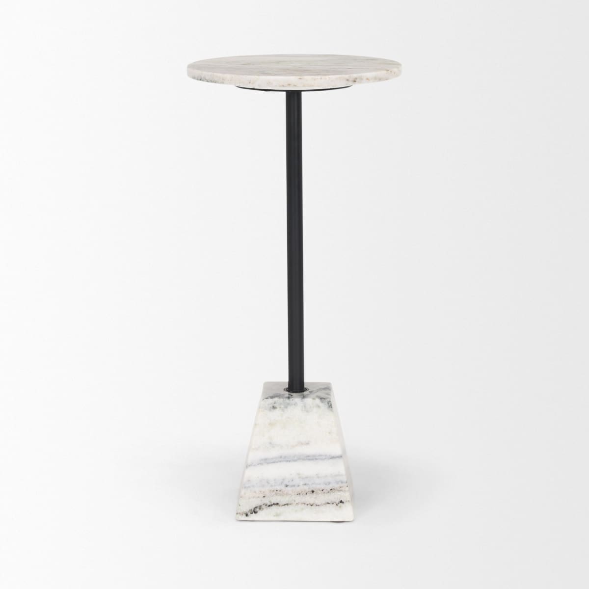 Talia Drink Table Stone Marble | Matte Black Metal - accent-tables