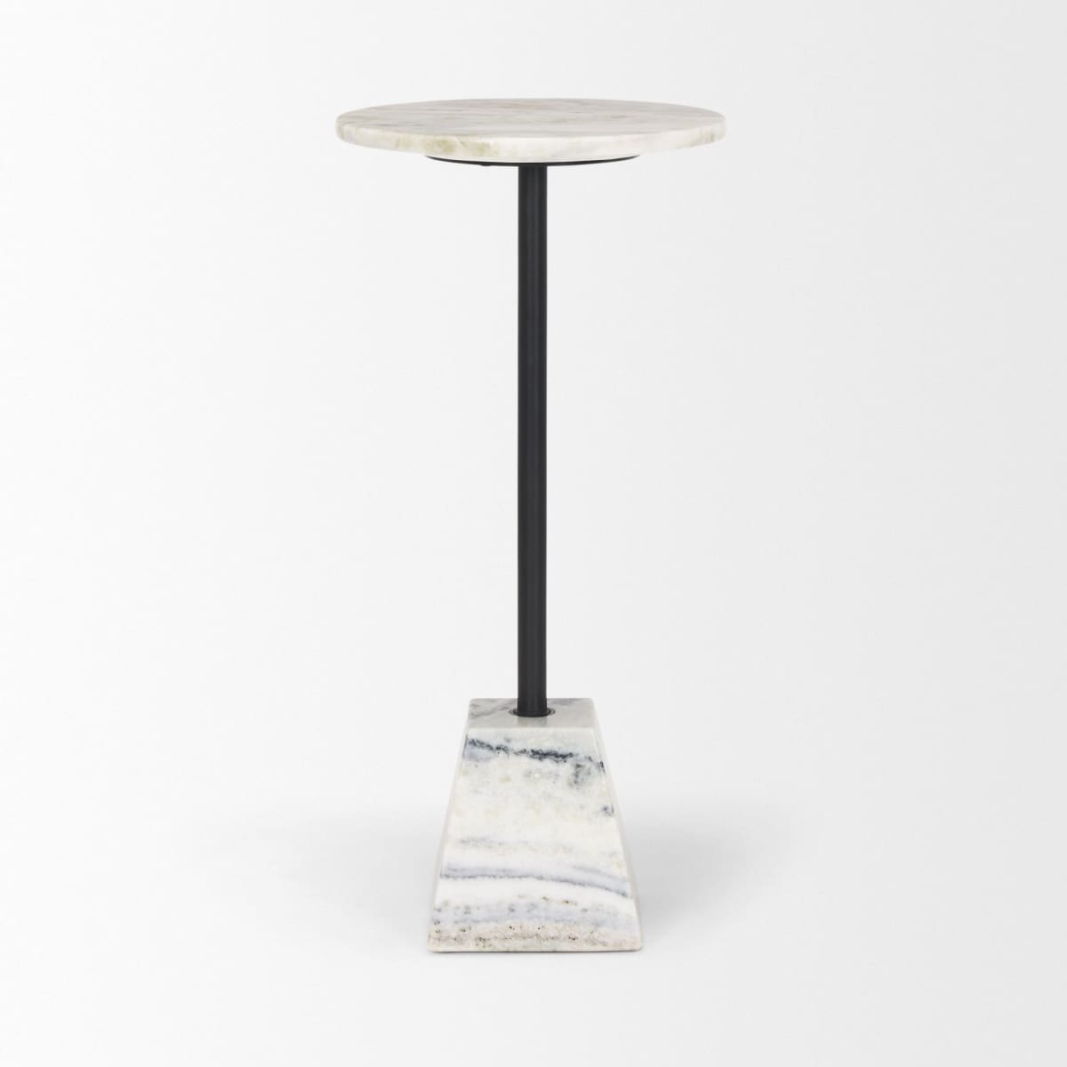 Talia Drink Table Stone Marble | Matte Black Metal - accent-tables