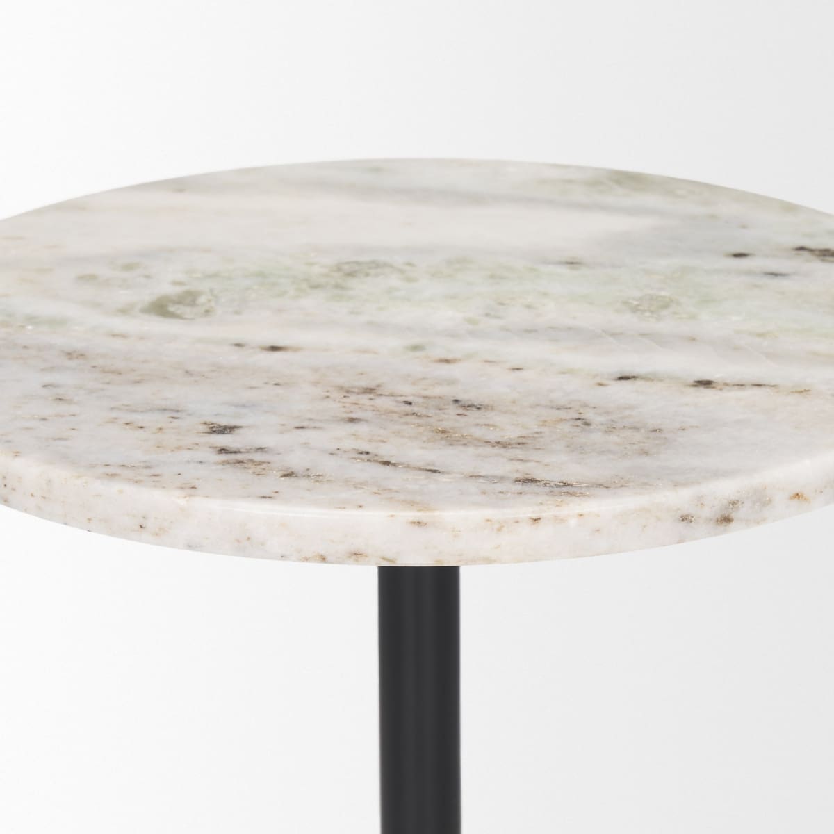 Talia Drink Table Stone Marble | Matte Black Metal - accent-tables