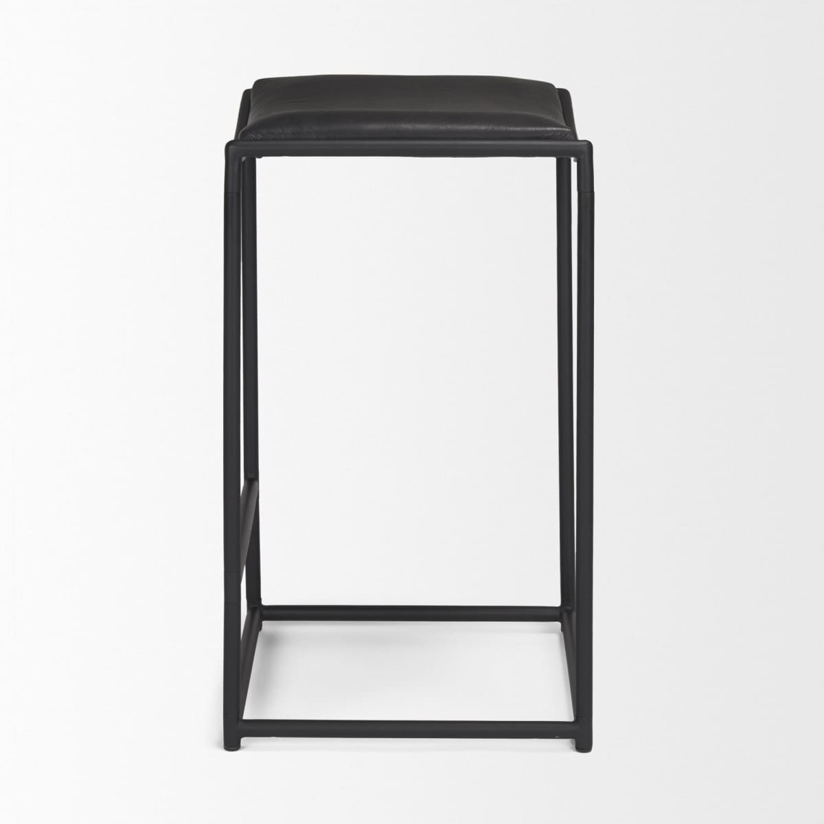 Taniel Bar Counter Stool Black Leather | Black Metal - bar-stools