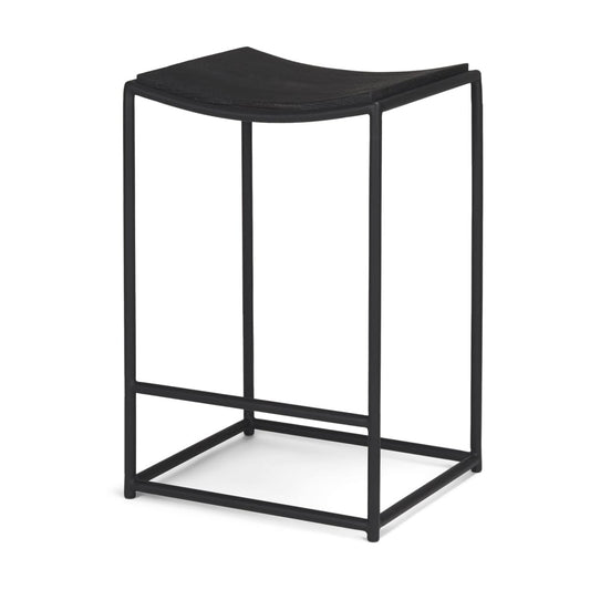 Taniel Bar Counter Stool Black Wood | Black Metal - bar-stools