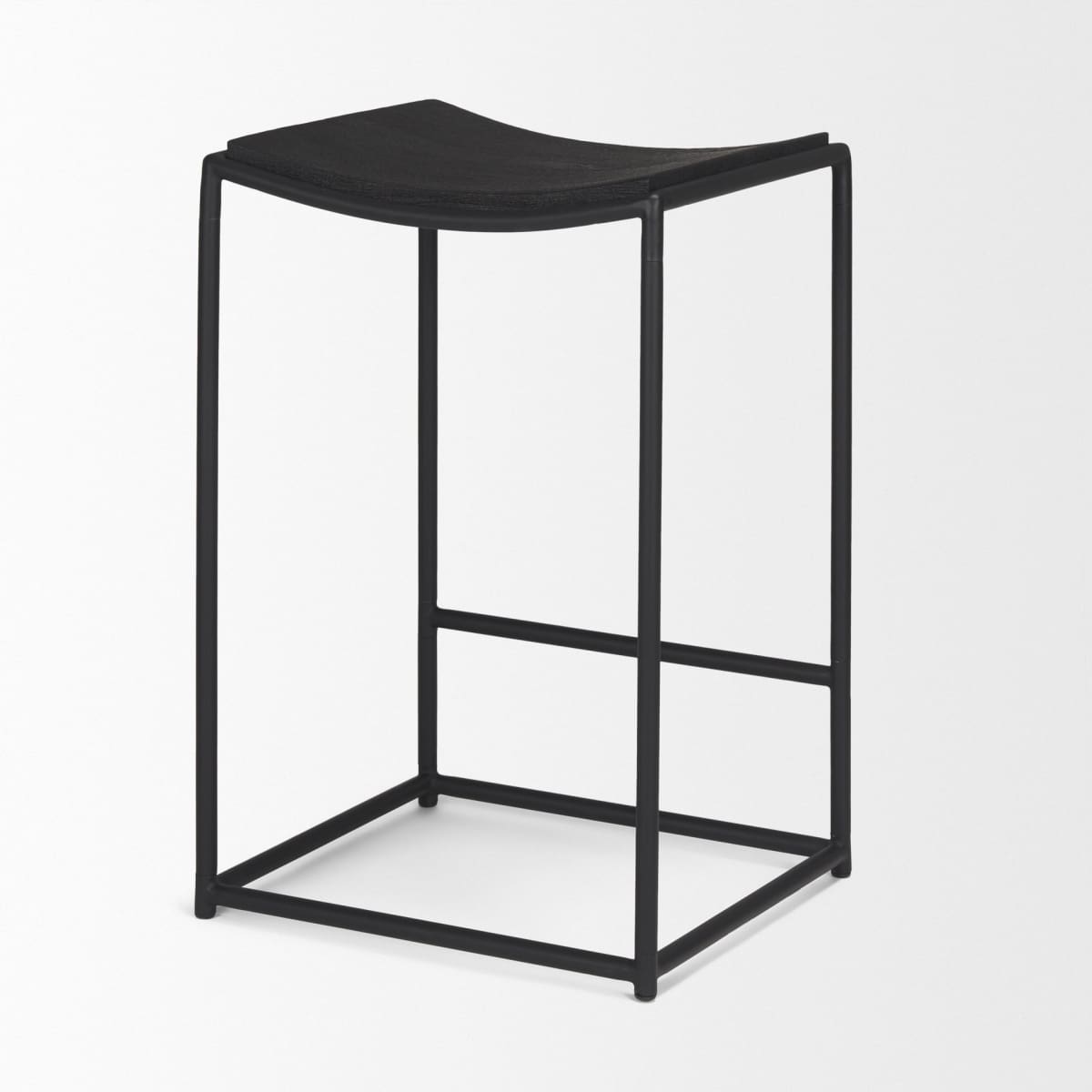 Taniel Bar Counter Stool Black Wood | Black Metal - bar-stools