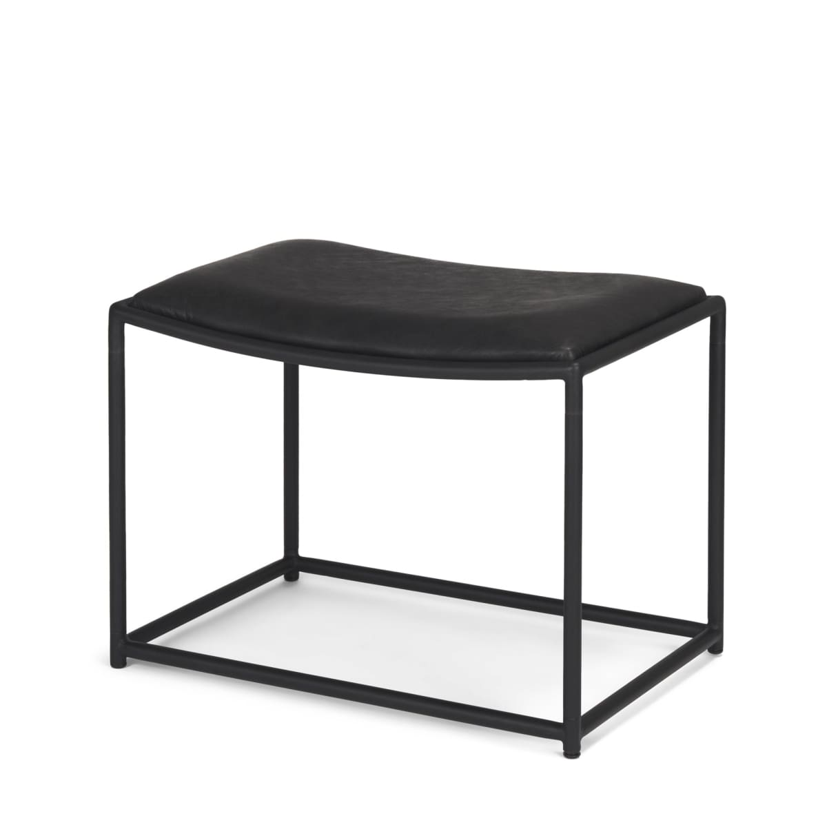 Taniel Stool Black Leather | Black Metal - ottoman-and-poufs