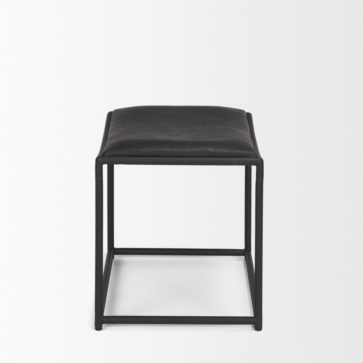 Taniel Stool Black Leather | Black Metal - ottoman-and-poufs