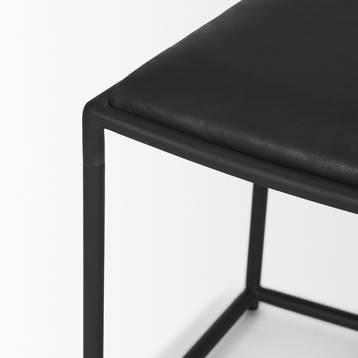 Taniel Stool Black Leather | Black Metal - ottoman-and-poufs