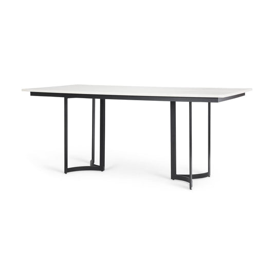 Tanner Dining Table White Marble | Black Metal | Rectangle - dining-table