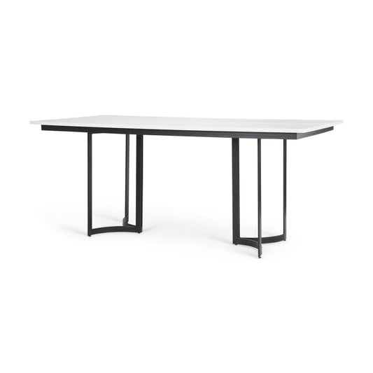 Tanner Rectangle Dining Table White Marble | Black Metal | Rectangle - dining-table