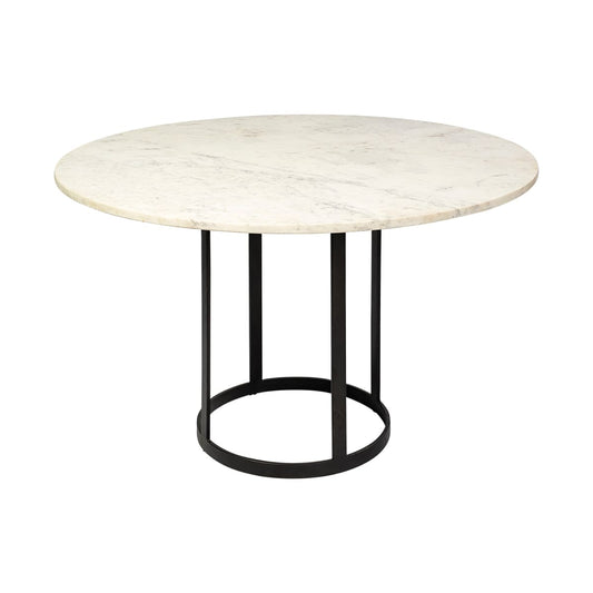 Tanner Round Dining Table White Marble | Black Metal | Round - dining-table
