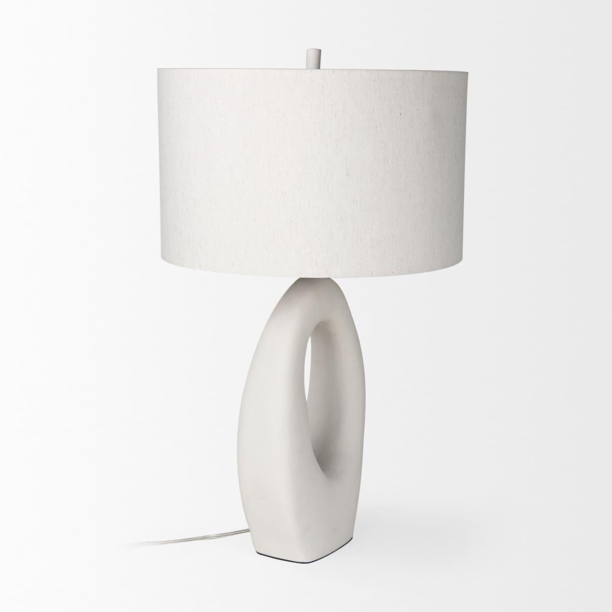Tao Table Lamp White Base | Beige Shade - table-lamps