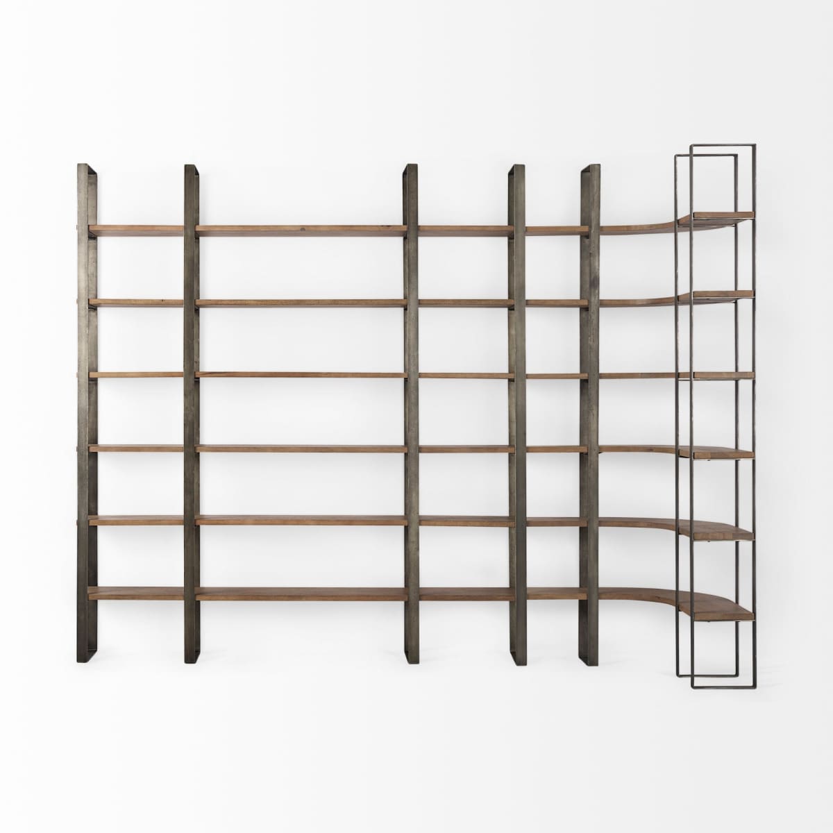 Taunton Shelving Unit Brown Wood | Nickel Metal - shelving