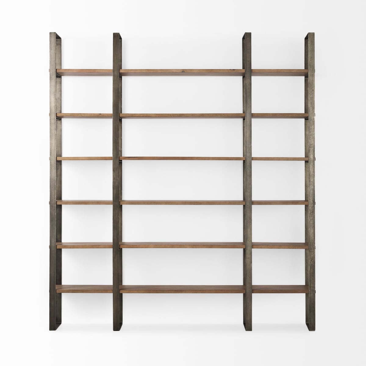 Taunton Shelving Unit Brown Wood | Nickel Metal - shelving