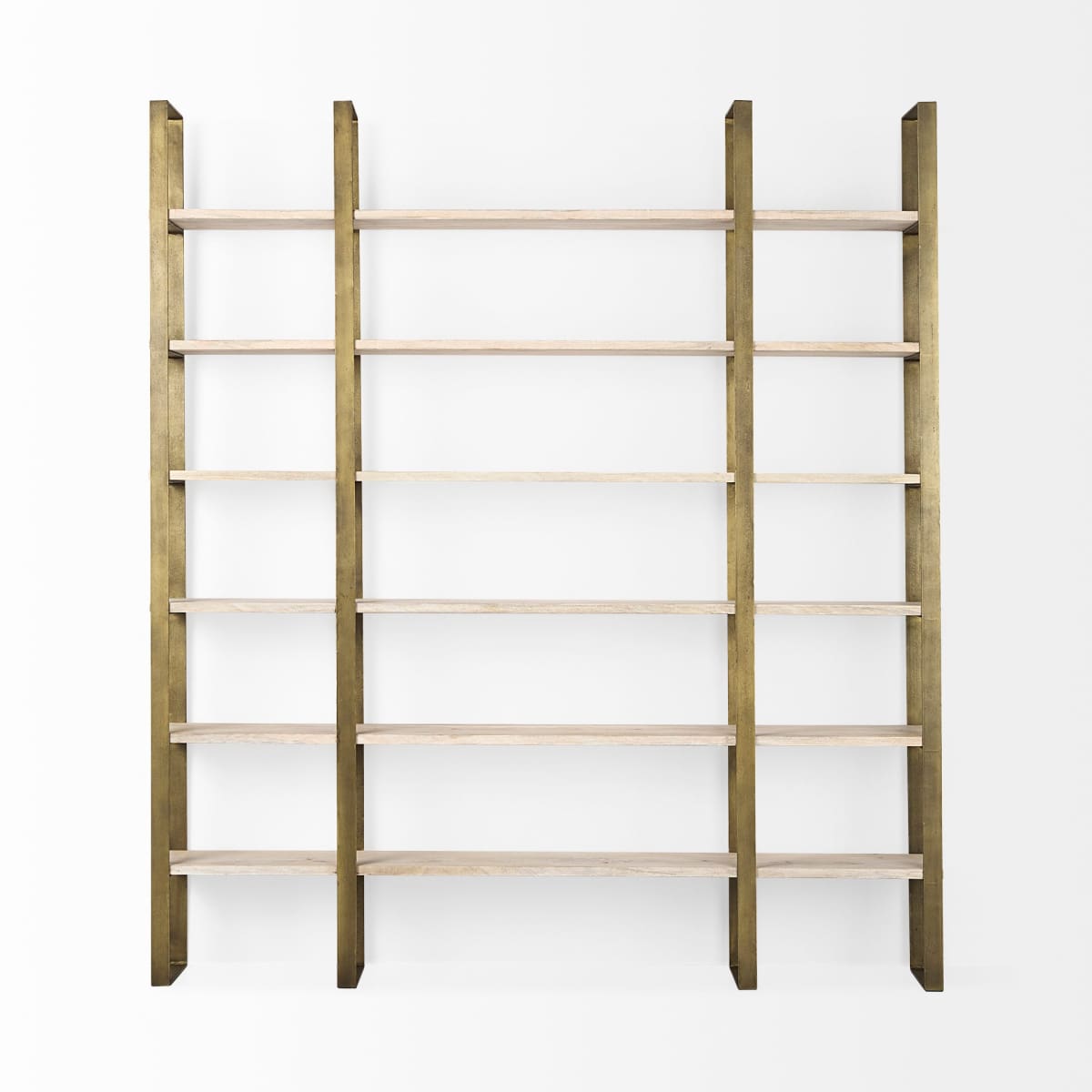 Taunton Shelving Unit Light Brown Wood | Gold Metal - shelving