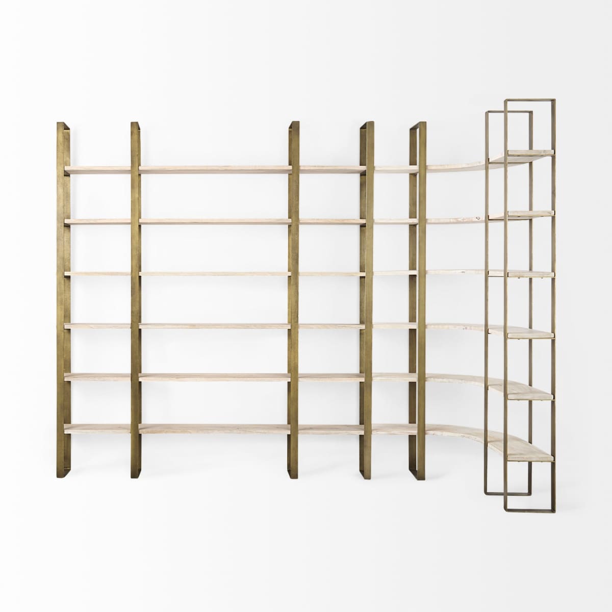 Taunton Shelving Unit Light Brown Wood | Gold Metal - shelving