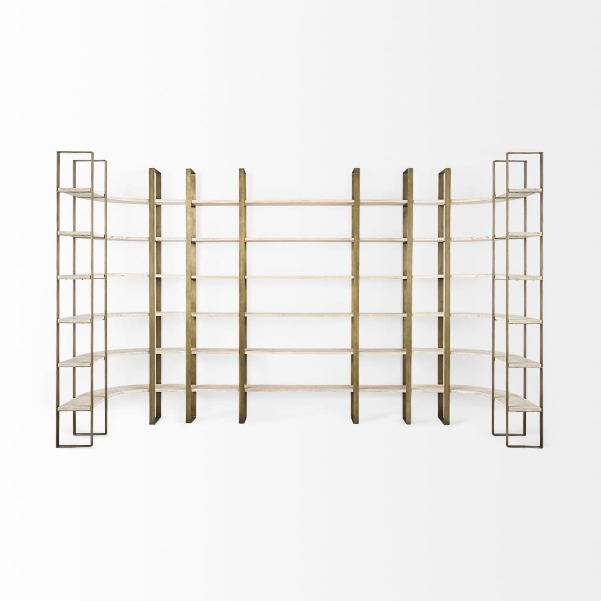 Taunton Shelving Unit Light Brown Wood | Gold Metal - shelving