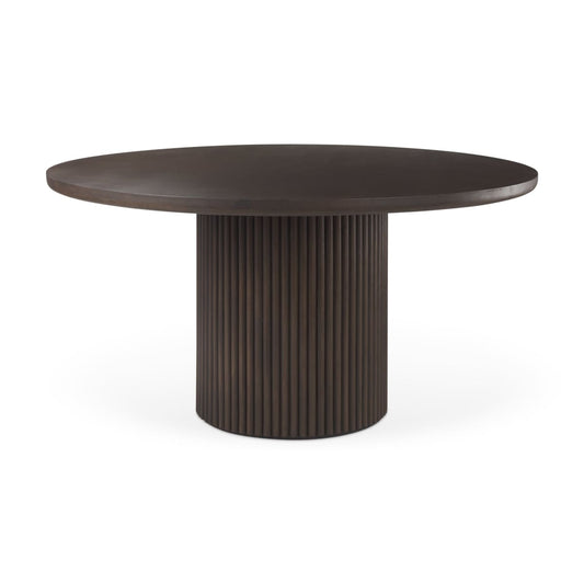 Terra Round Dining Table Dark Brown Wood - dining-table