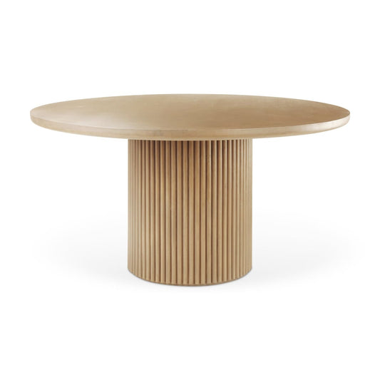 Terra Round Dining Table Light Brown Wood - dining-table