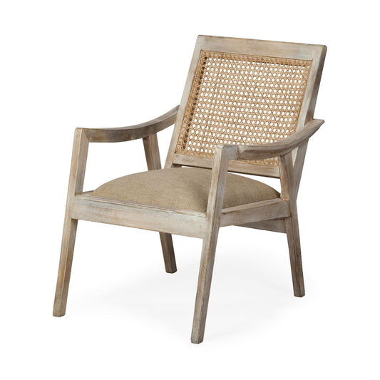 Teryn Accent Chair Cream Linen | Natural Wood - accent-chairs