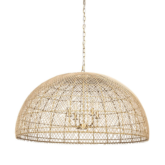 Thad Chandelier Rattan | Gold Metal | Dome Shade - chandeliers