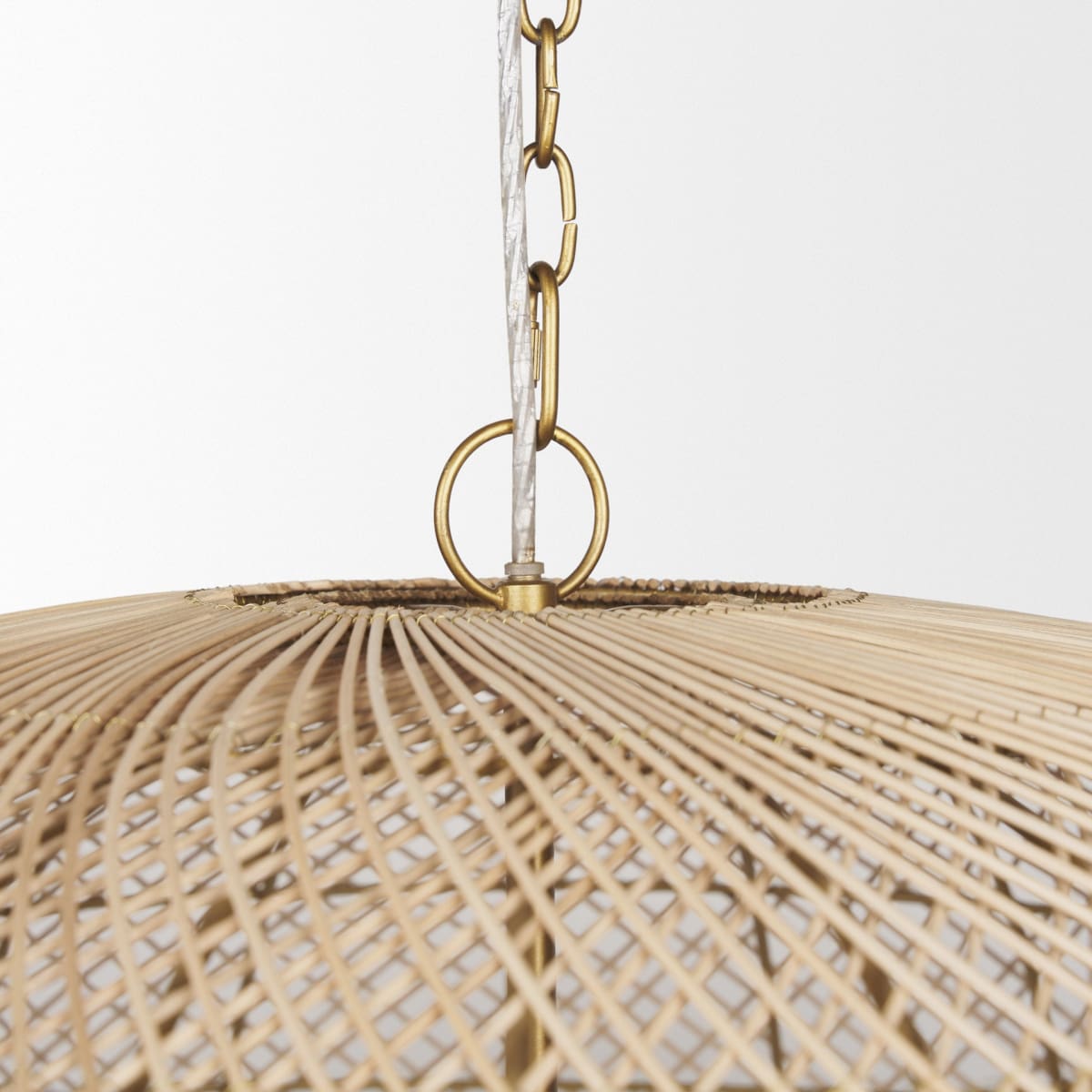 Thad Chandelier Rattan | Gold Metal | Dome Shade - chandeliers