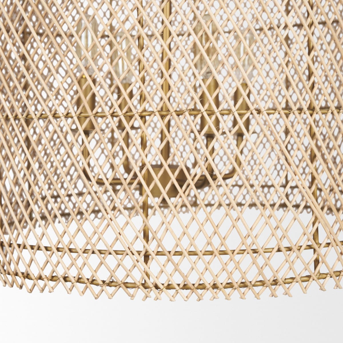 Thad Chandelier Rattan | Gold Metal | Lantern Shade - chandeliers