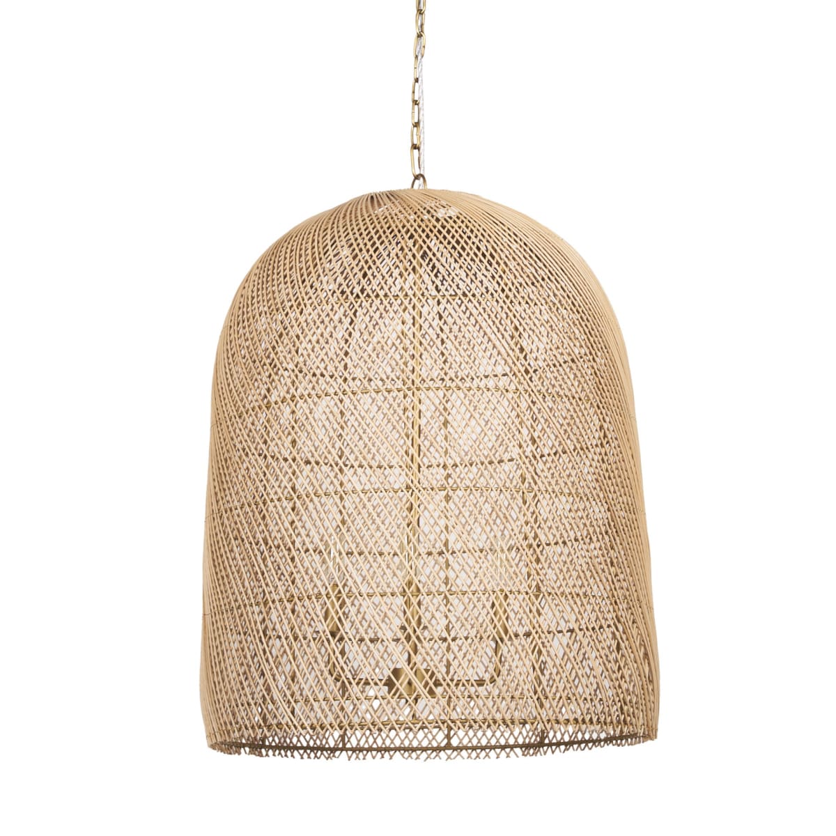 Thad Chandelier Rattan | Gold Metal | Lantern Shade - chandeliers