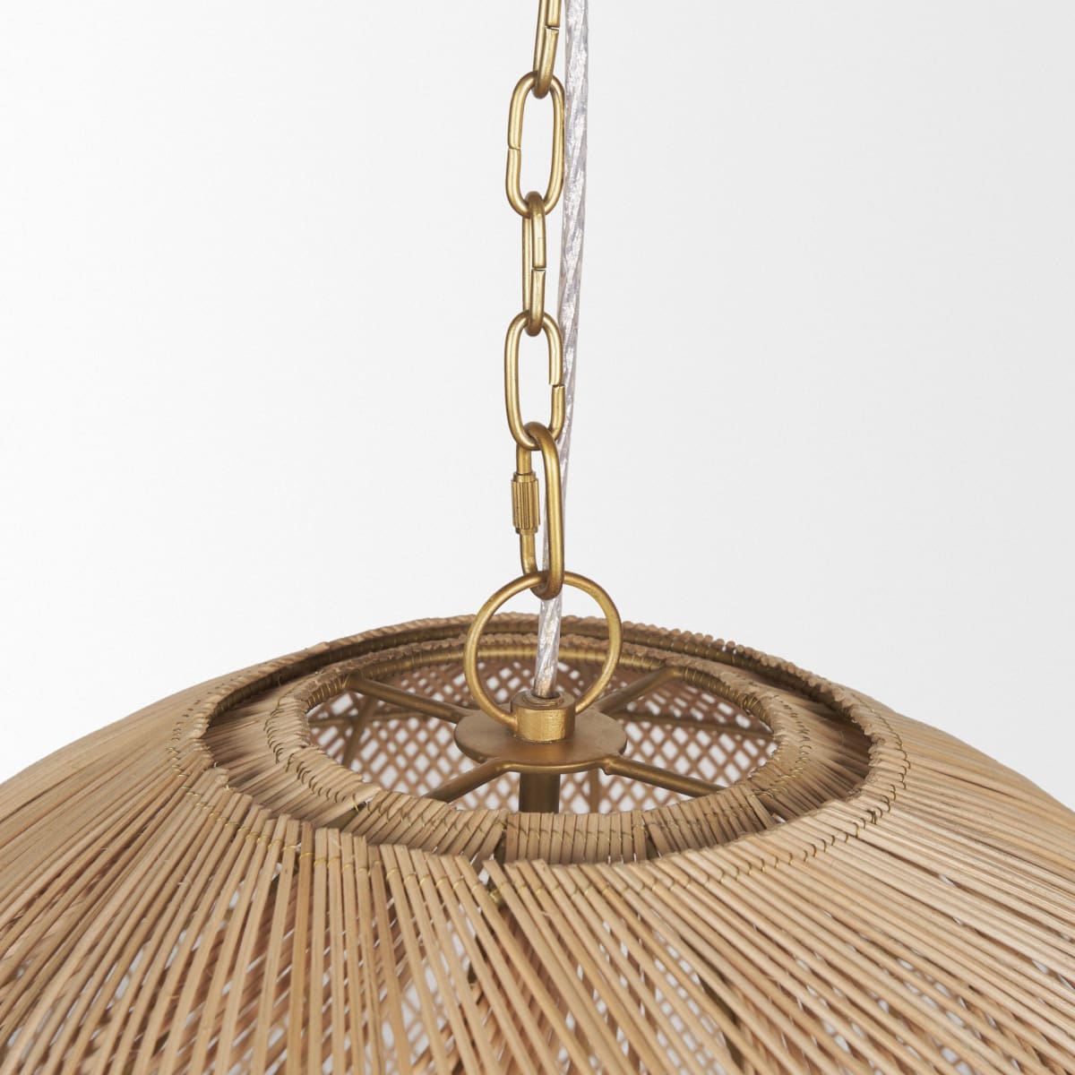 Thad Chandelier Rattan | Gold Metal | Lantern Shade - chandeliers