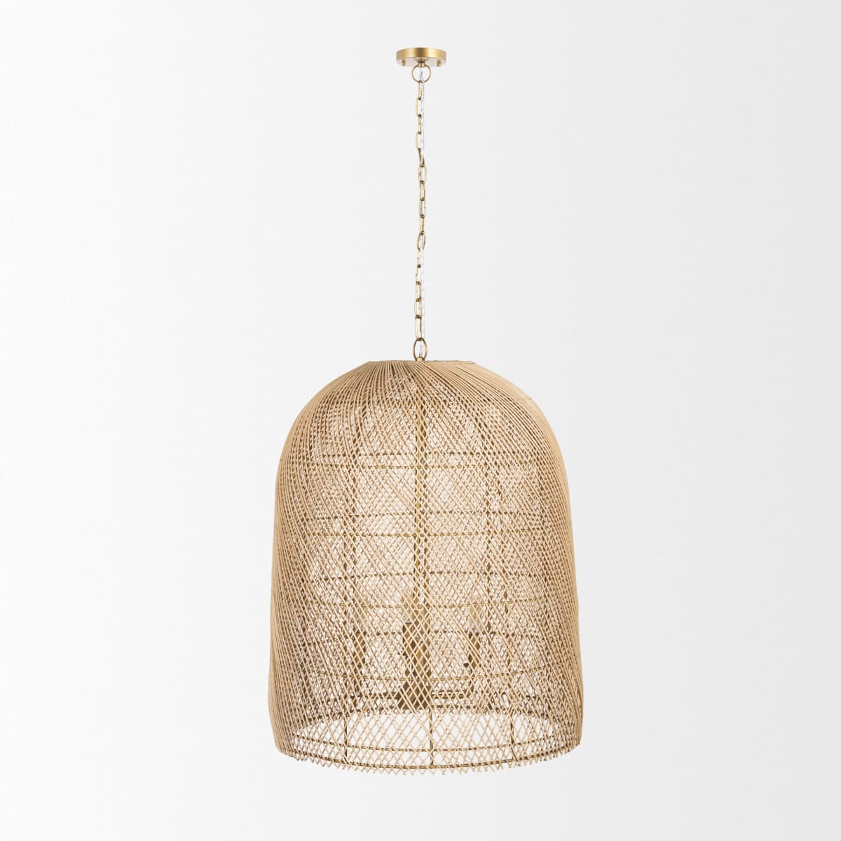 Thad Chandelier Rattan | Gold Metal | Lantern Shade - chandeliers