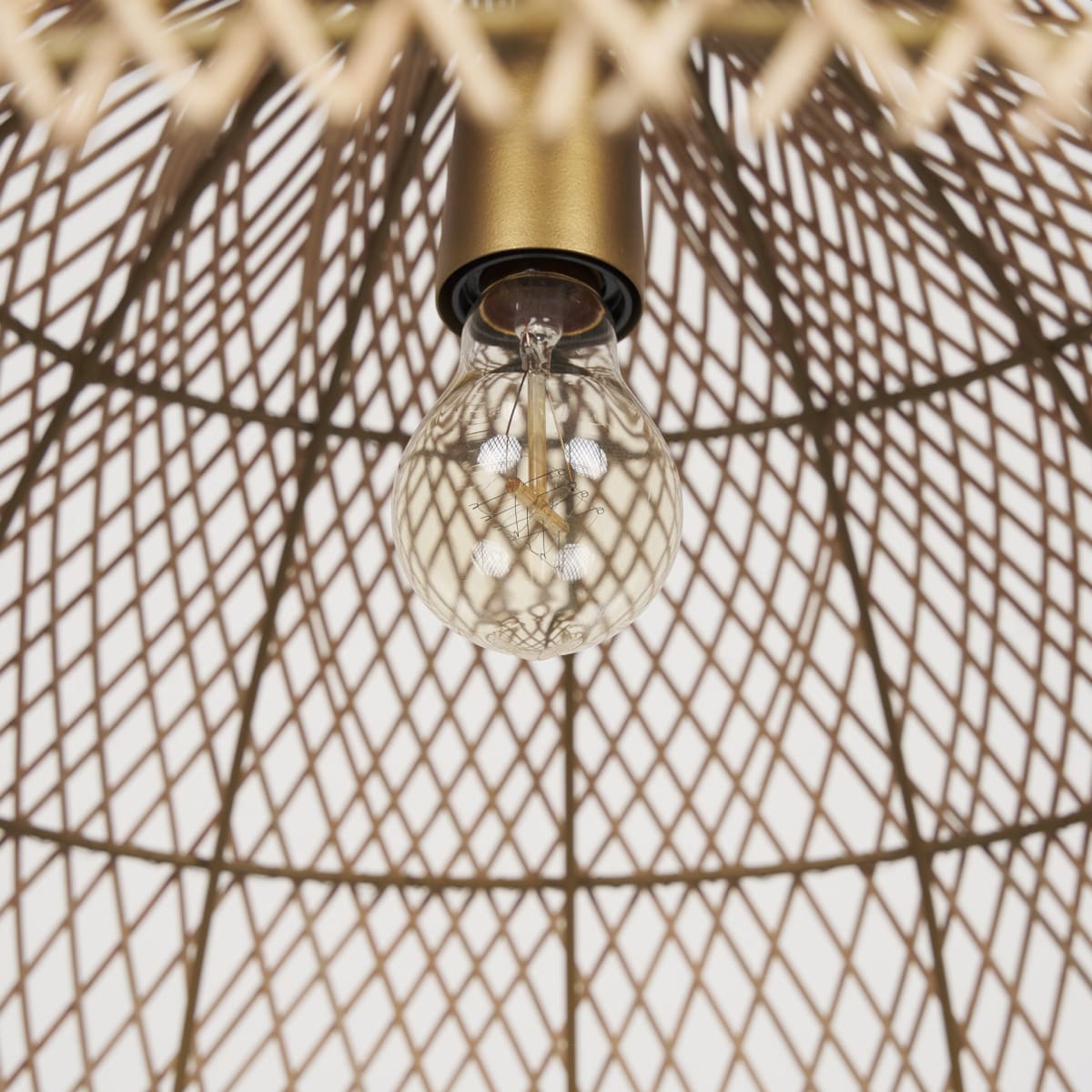 Thad Pendant Rattan Shade | Gold Metal - pendant-light