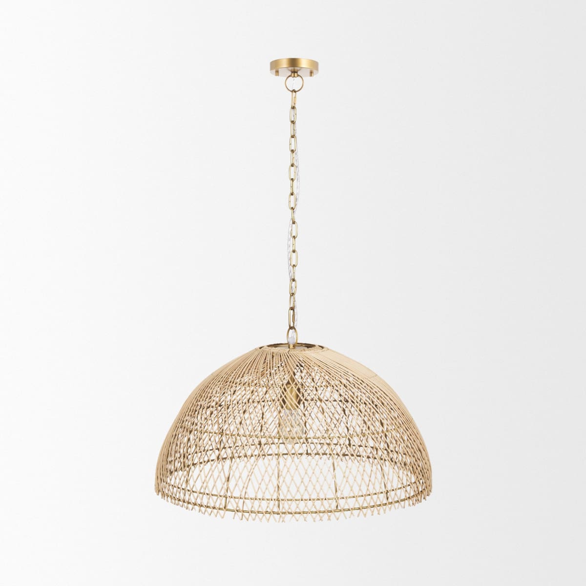 Thad Pendant Rattan Shade | Gold Metal - pendant-light