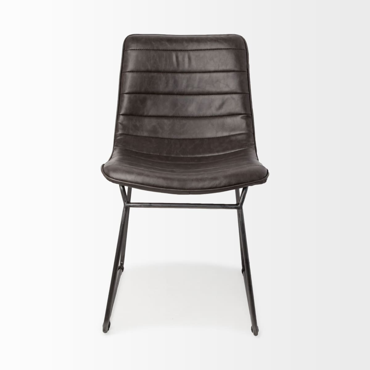 Thornton Dining Chair Brown Faux Leather | Black Metal - dining-chairs