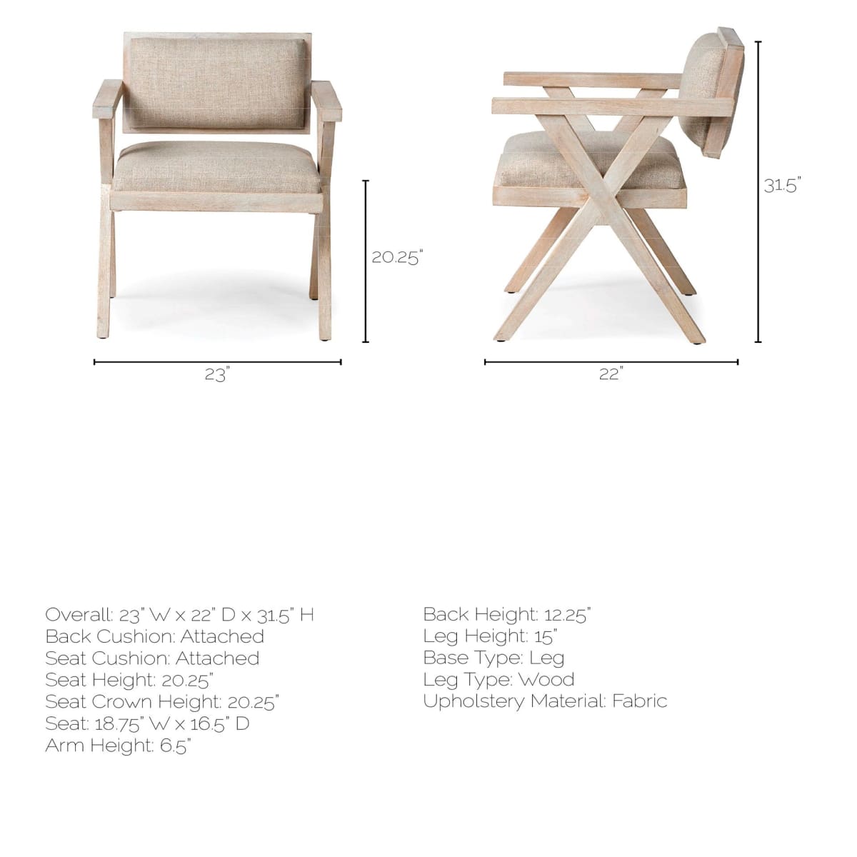 Topanga Dining Chair Cream Fabric | Blonde Wood - dining-chairs