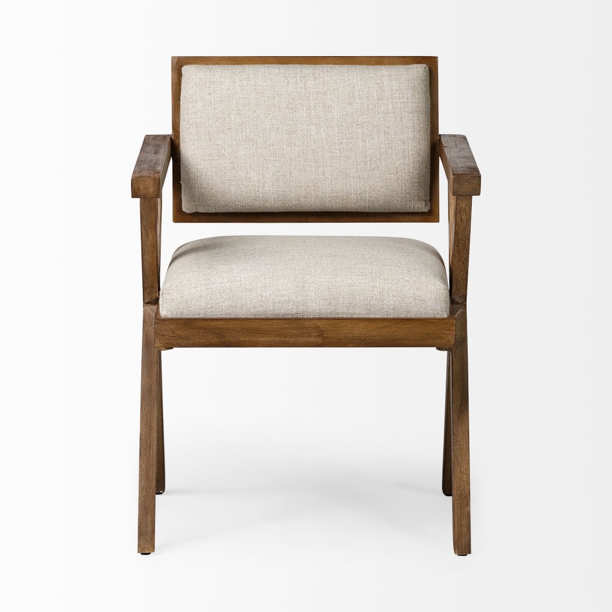 Topanga Dining Chair Cream | Medium Brown Wood - dining-chairs