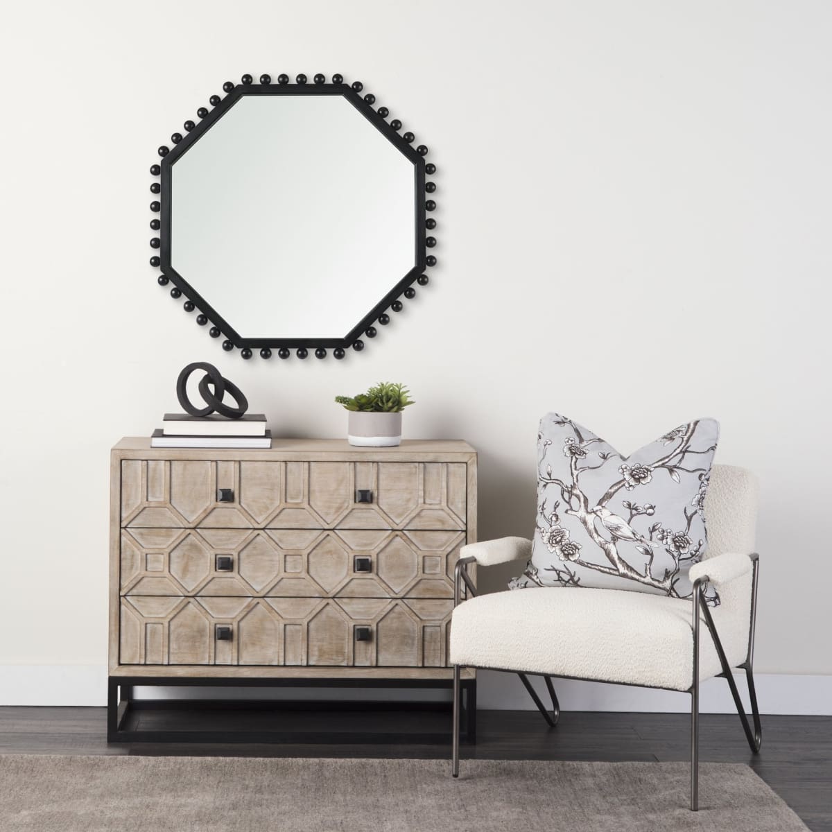 Torquay Wall Mirror Black Wood | Octagon - wall-mirrors-grouped