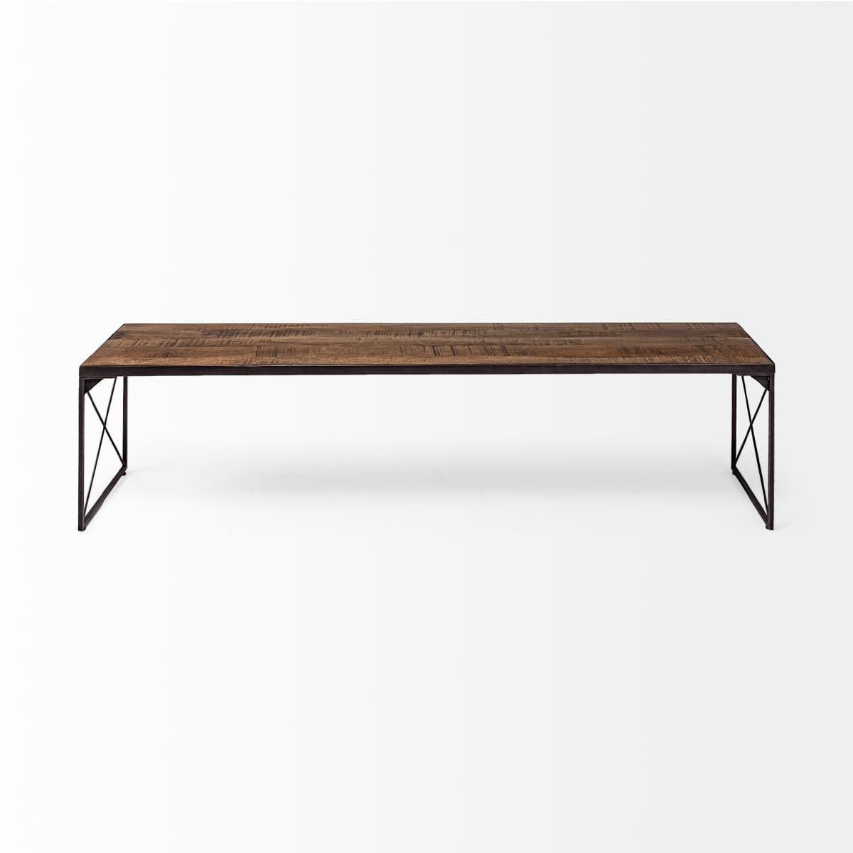 Trestman Bench Brown Wood | Black Iron - benches