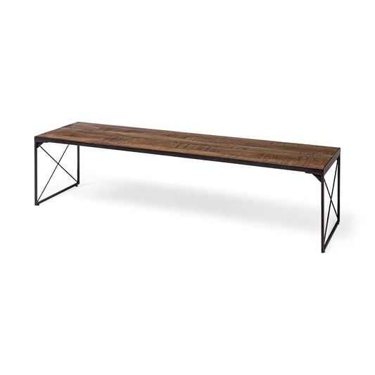 Trestman Bench Brown Wood | Black Iron - benches