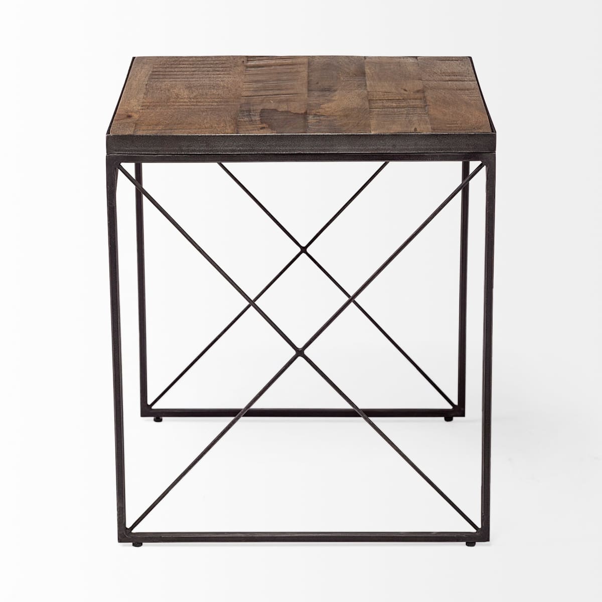 Trestman End Side Table Medium Brown Wood | Black Iron - end-and-side-tables