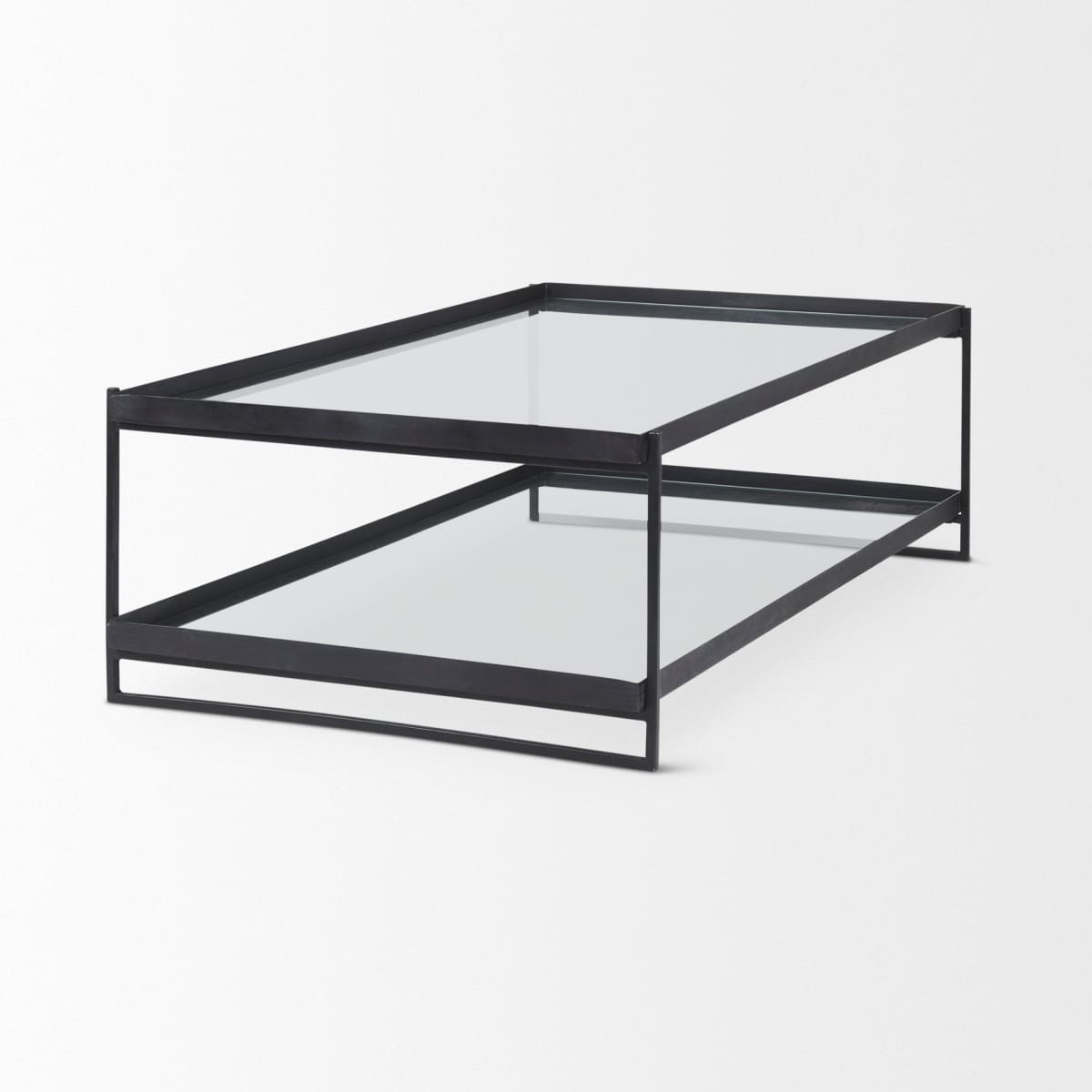 Trey Coffee Table Black Metal | Glass - coffee-tables