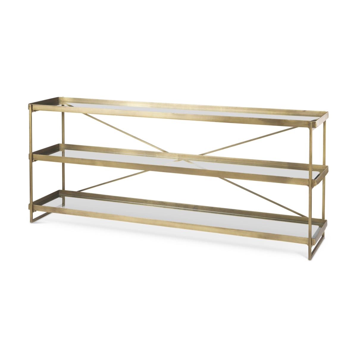 Trey Console Table Gold Metal | Glass - console-tables