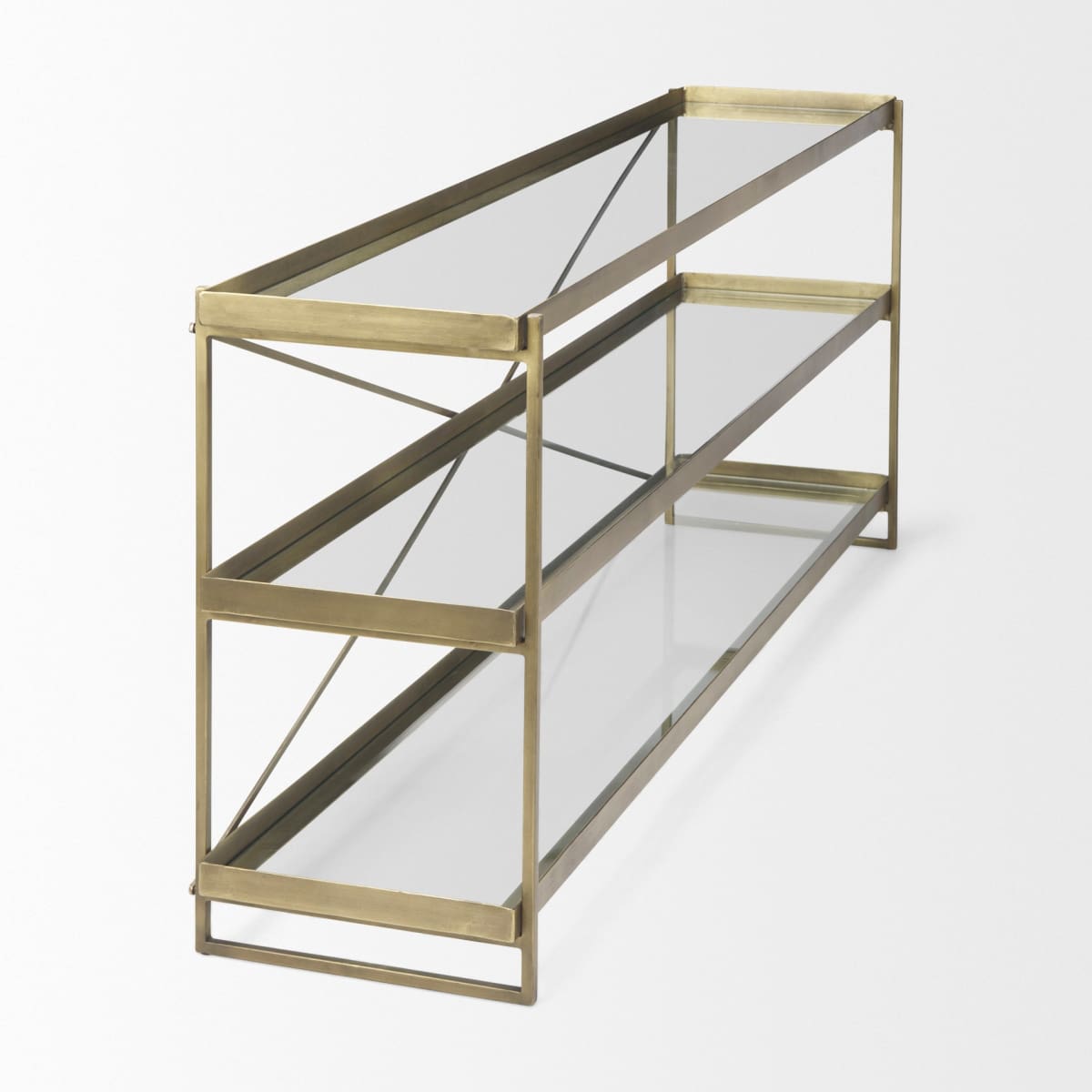 Trey Console Table Gold Metal | Glass - console-tables