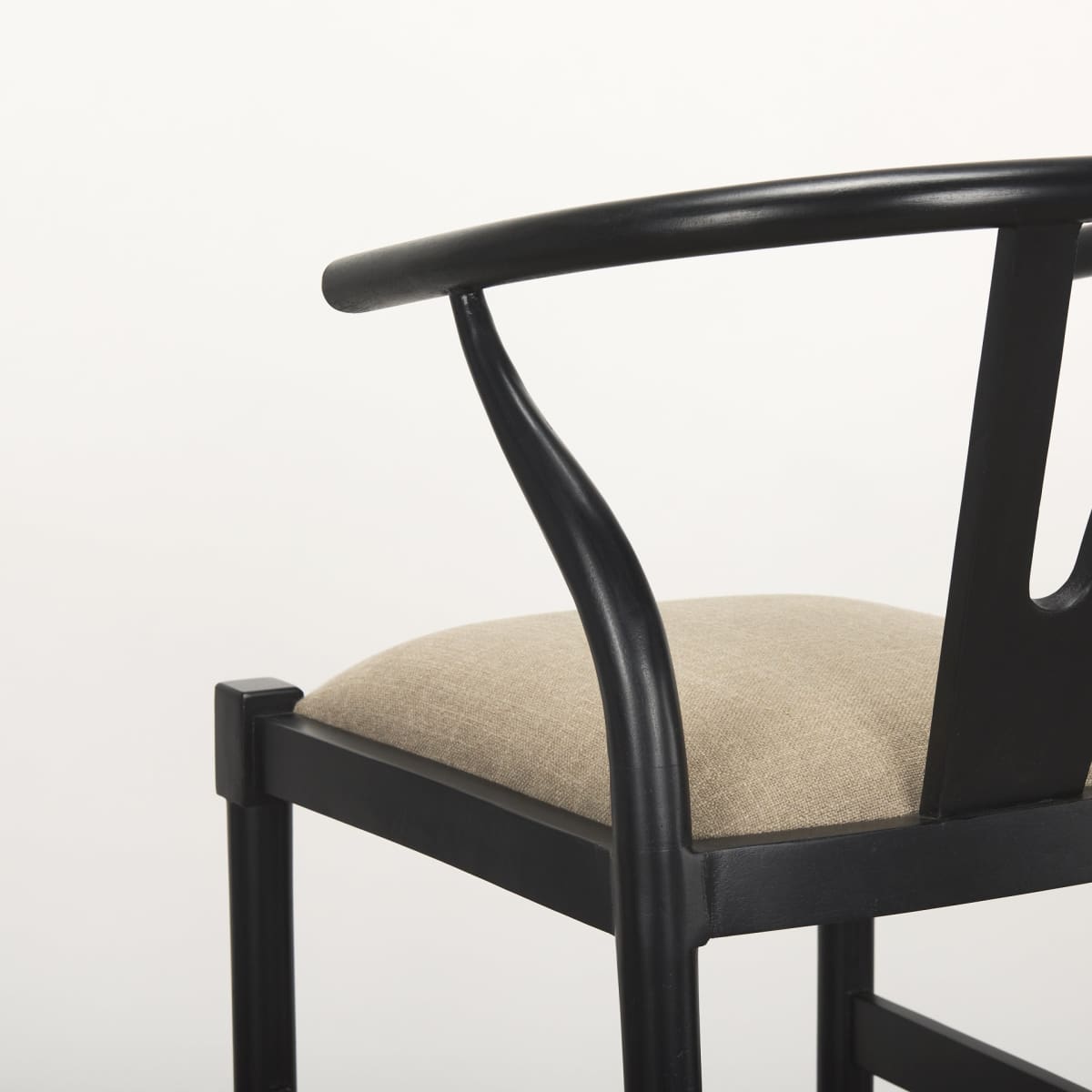 Trixie Bar Counter Stool Beige Fabric | Black Wood | Bar - bar-stools