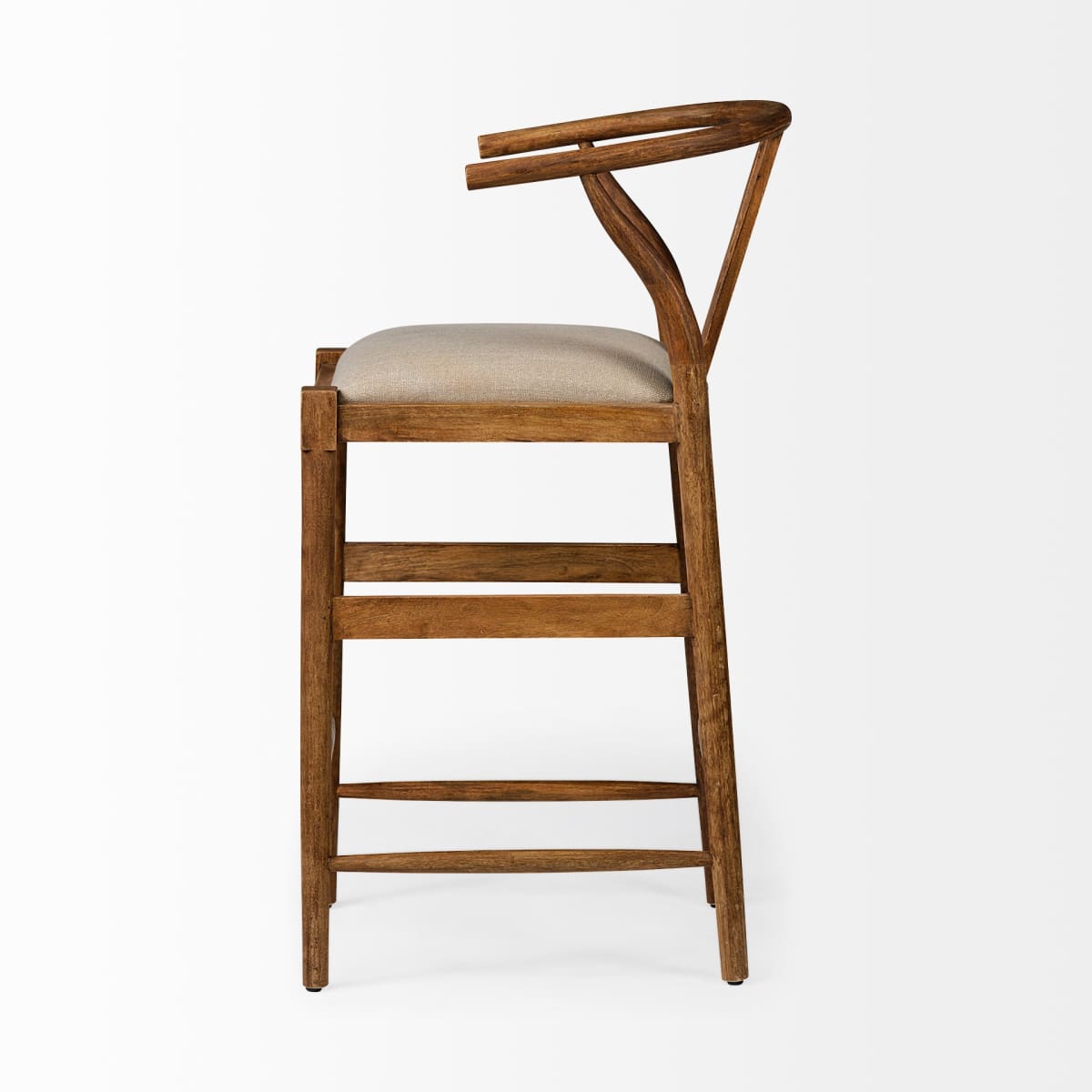 Trixie Bar Counter Stool Cream Fabric | Brown Wood | Bar - bar-stools
