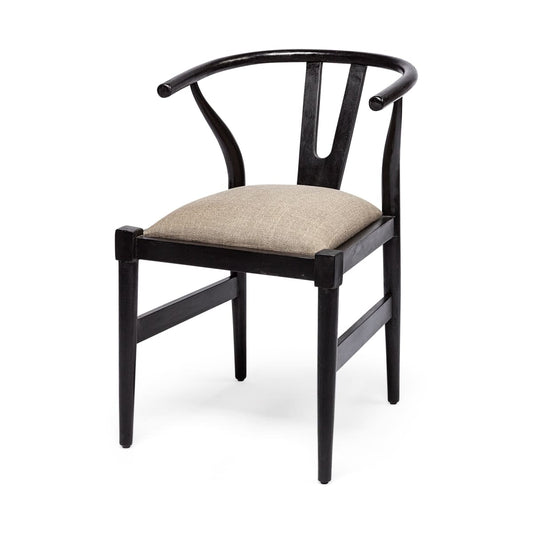 Trixie Dining Chair Beige Fabric | Black Wood - dining-chairs