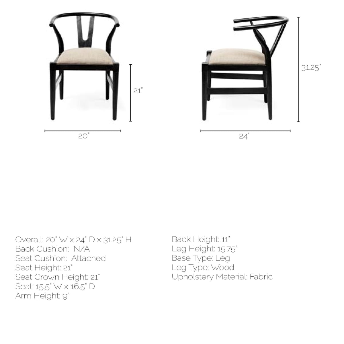 Trixie Dining Chair Beige Fabric | Black Wood - dining-chairs