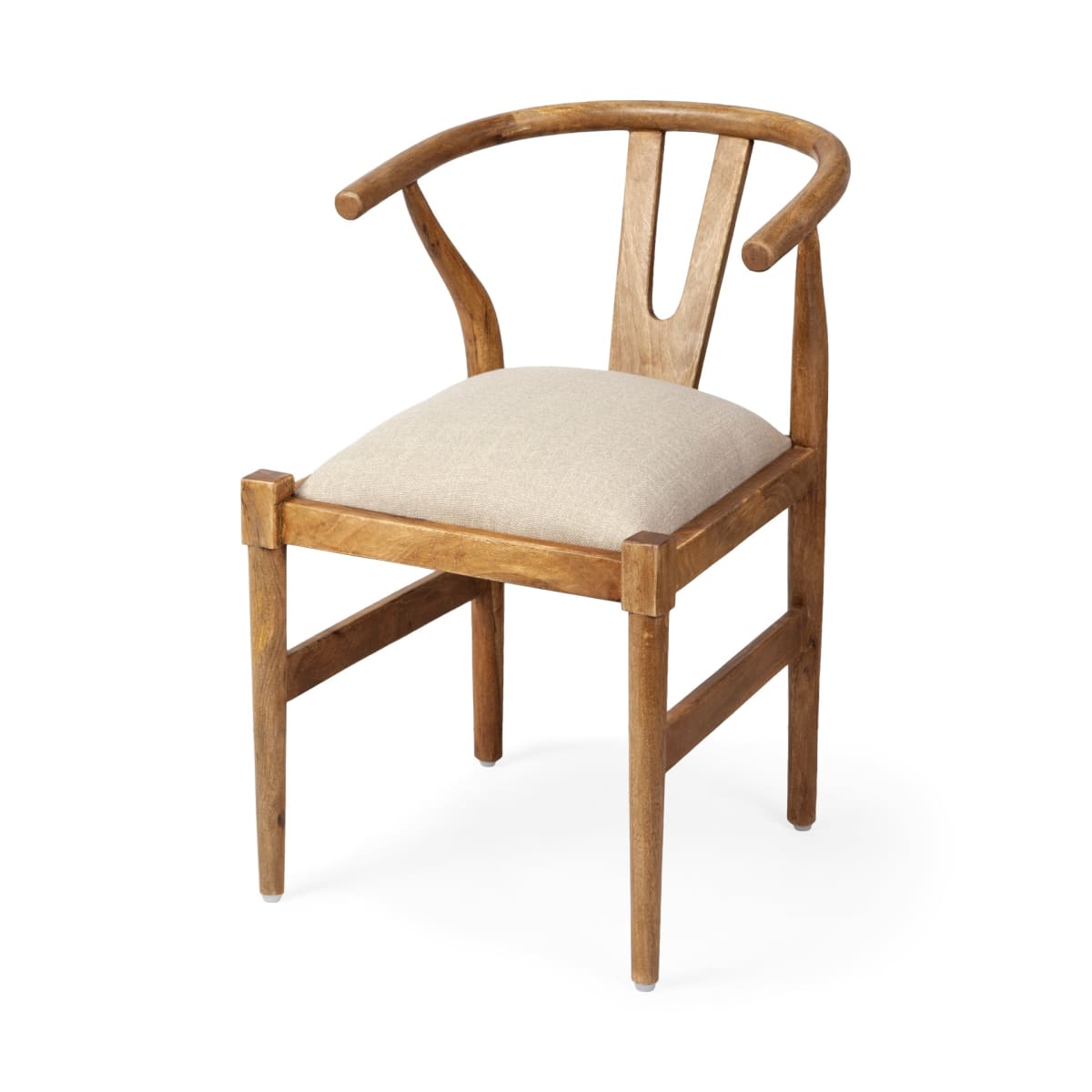 Trixie Dining Chair Cream Fabric | Brown Wood - dining-chairs