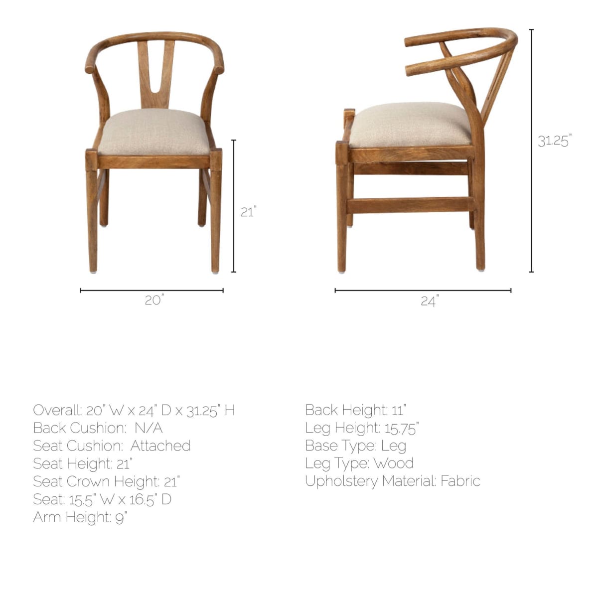 Trixie Dining Chair Cream Fabric | Brown Wood - dining-chairs