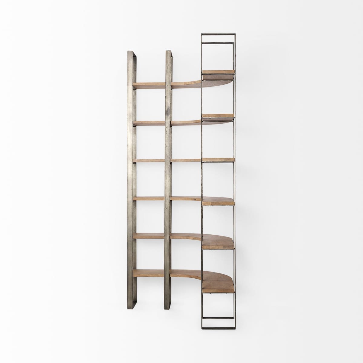 Turner Shelving Unit Brown Wood | Nickel Metal - shelving