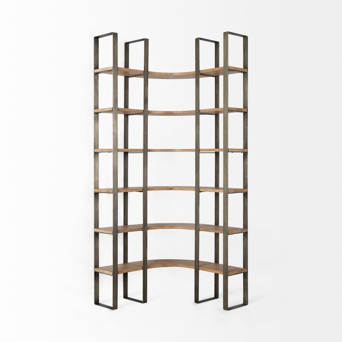 Turner Shelving Unit Brown Wood | Nickel Metal - shelving