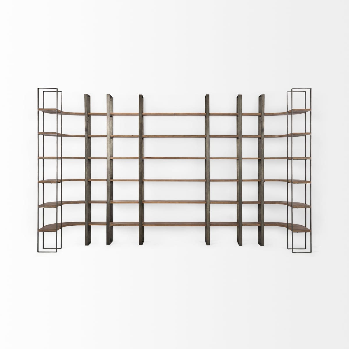 Turner Shelving Unit Brown Wood | Nickel Metal - shelving